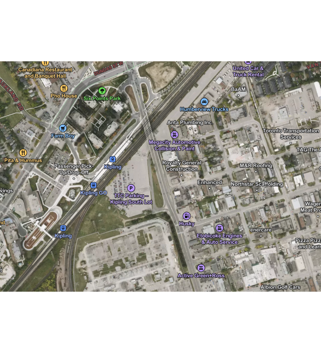 satellite image of the roads with indicators