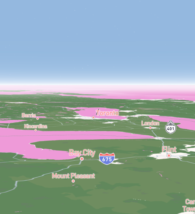 different perspective of pink bodies of water