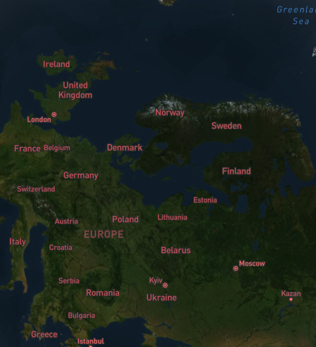 globe in darker mode with pink typography